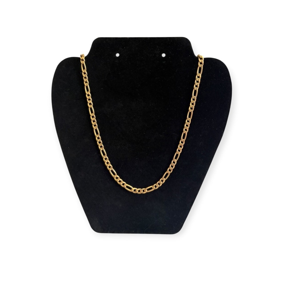 14K Yellow Gold Figaro Link Chain Necklace 24 Inch 5.4mm Italy 17.09g Mens Women